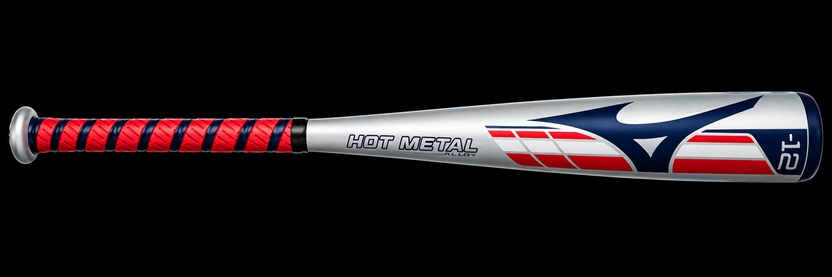 Mizuno HOT METAL - Big Barrel Tee Ball USA Baseball Bat (-12), Grey/Red
