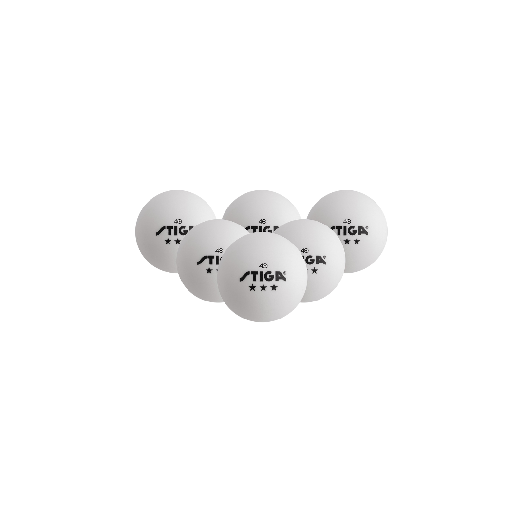 Stiga 3 Star Table Tennis 40mm 6 pk