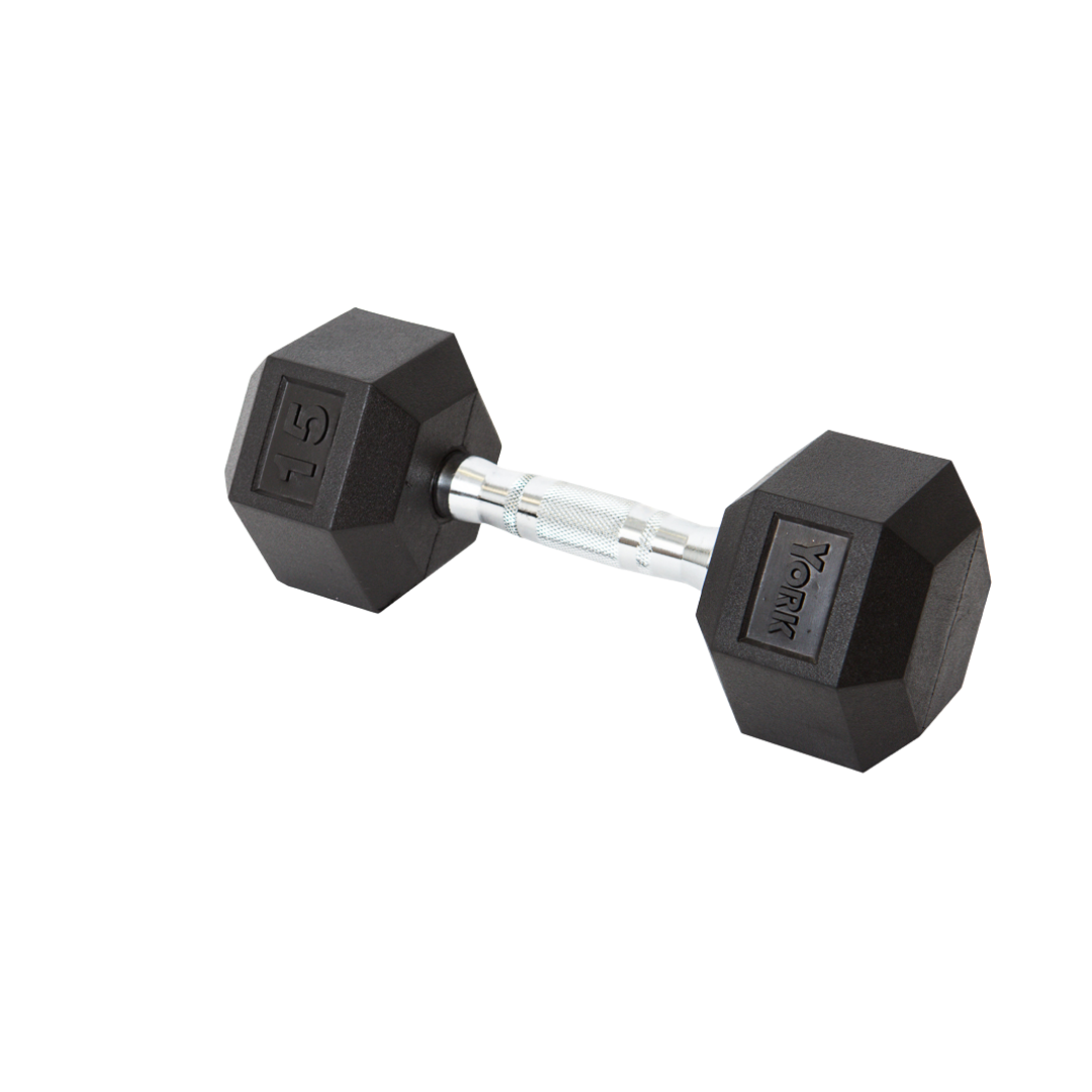 York Barbell Hex Rubber Dumbbell 15 lb