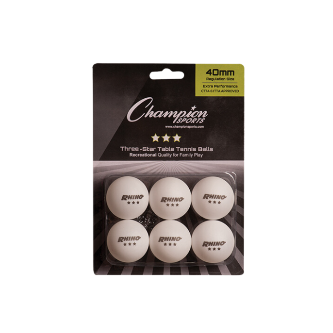 Champion Sports 3 Star Table Tennis Balls 6 pk