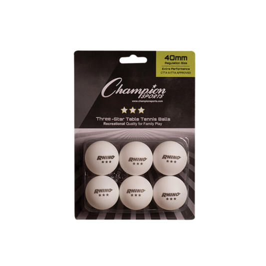 Champion Sports 3 Star Table Tennis Balls 6 pk