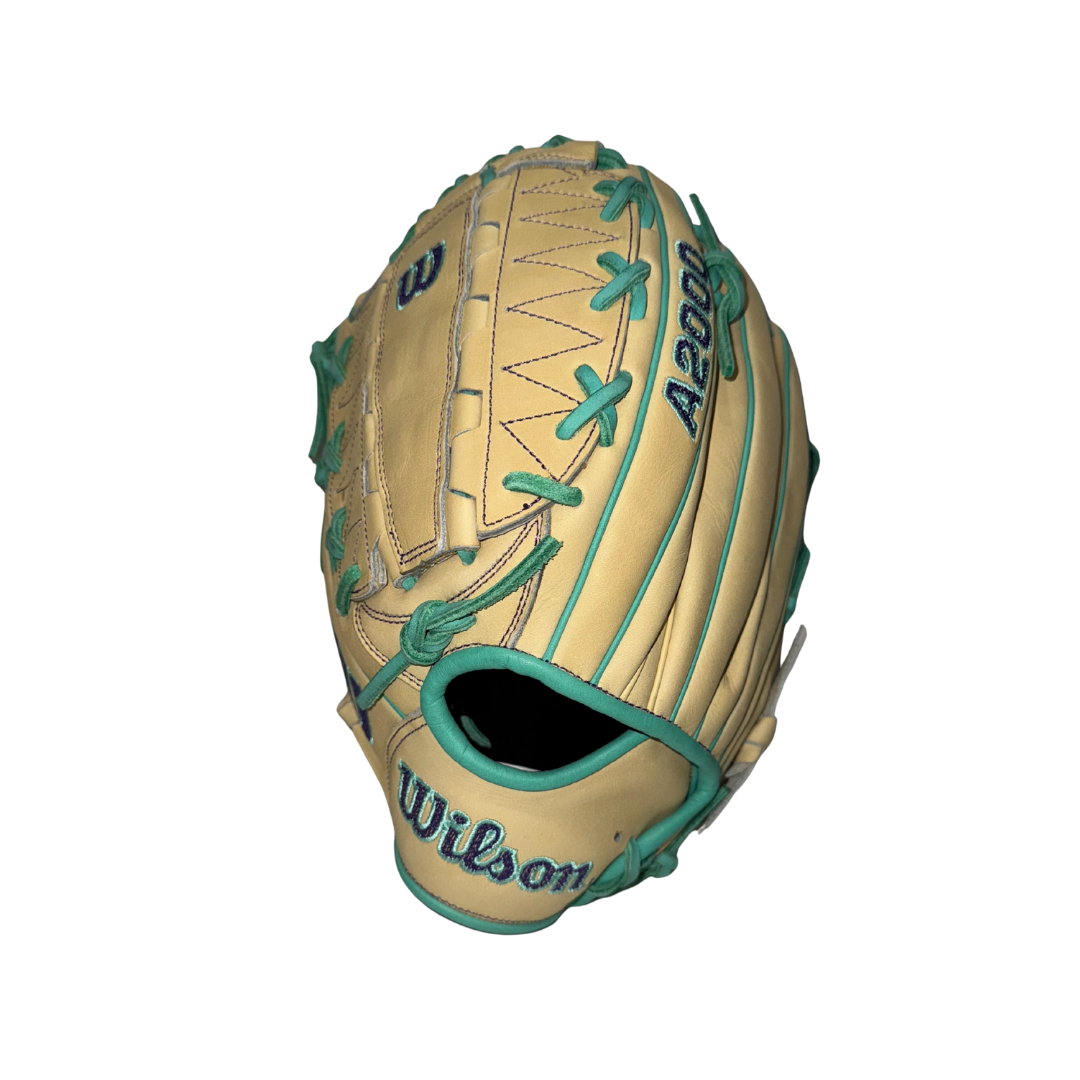 Wilson A2000 DH12 Pitcher Glove 12" 2026 Left Hand Thrower (Blonde/Teal/Purple)