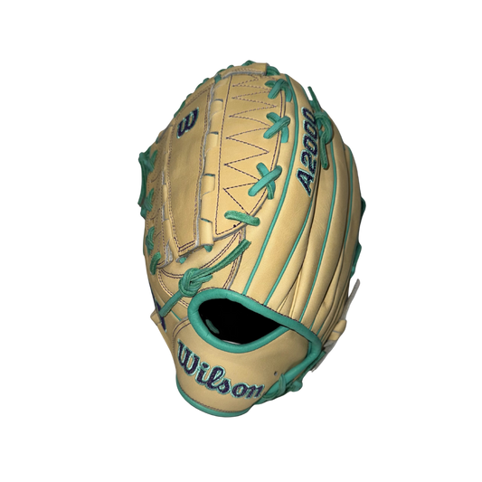 Wilson A2000 DH12 Pitcher Glove 12" 2026 Left Hand Thrower (Blonde/Teal/Purple)