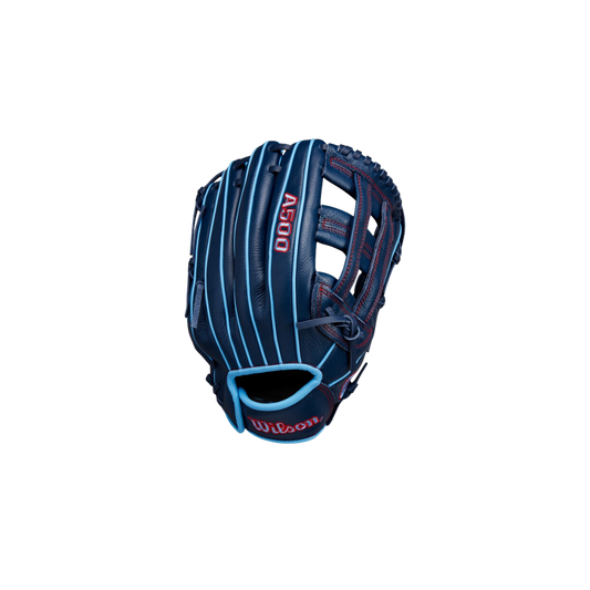 Wilson A500 Youth Utility Glove Left Hand Thrower (Navy/Columbia Blue) 12"