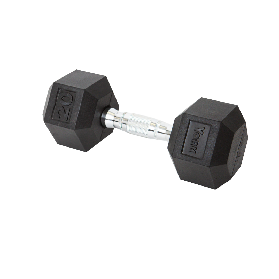 York Barbell Hex Rubber Dumbbell 20 lb