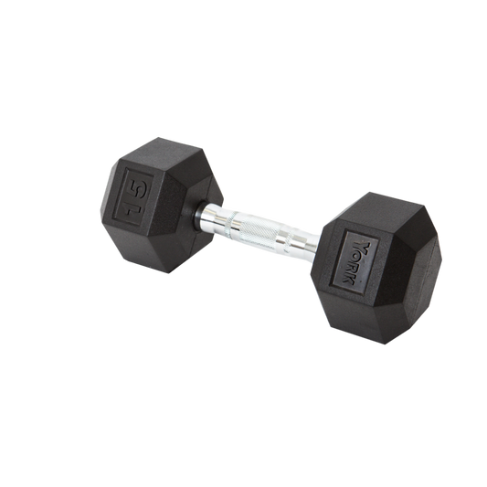 York Barbell Hex Rubber Dumbbell 15 lb
