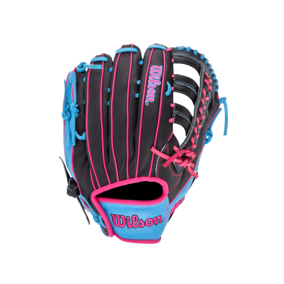 Wilson A1000 SuperSkin Left Hand Thrower 12.25" (Black/Pink/Blue).&nbsp;