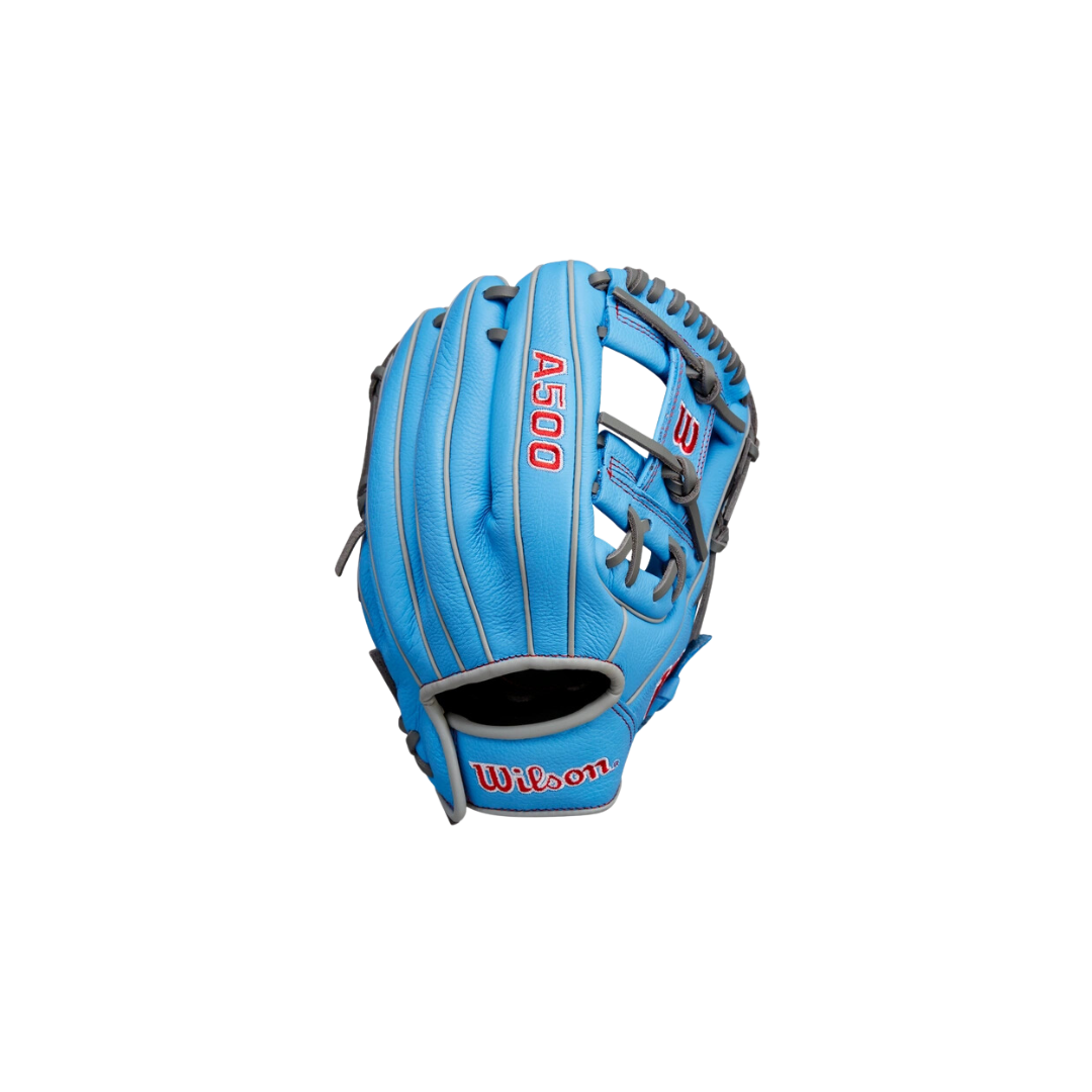 Wilson A500 Youth Utility Glove Left Hand Thrower (Columbia Blue/Grey) 11"